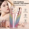 2 In 1 Electric Eyebrow Trimmer Face Hair Remover Lady Razor LED Light Rechargeable Painless Facial Hair Trimmer Shaver