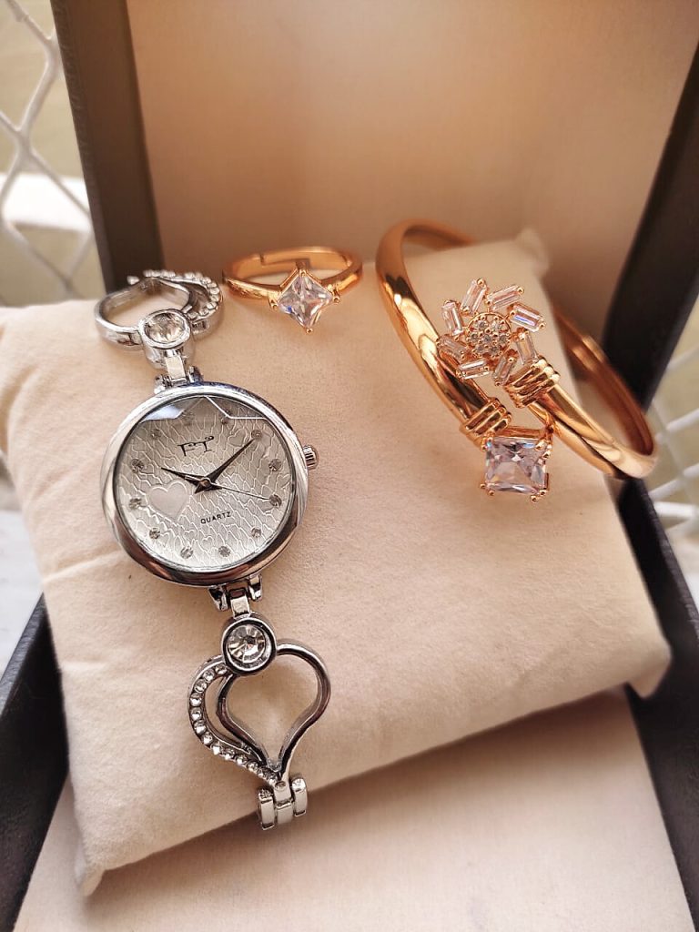 FT ladies Jewellery Watch + Bangle + Ring 💍 + High Quality Box 