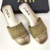 Zara Slippers Colors Golden & White
