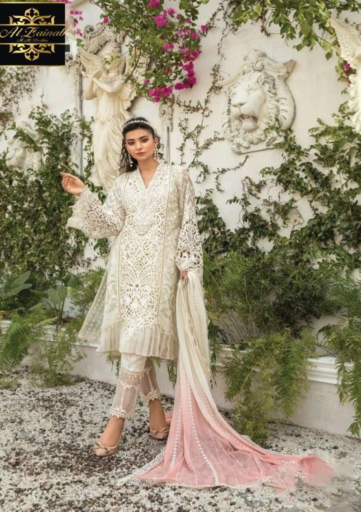 MARIA B Embroidery Organza Suit Net Embroidery Dupatta