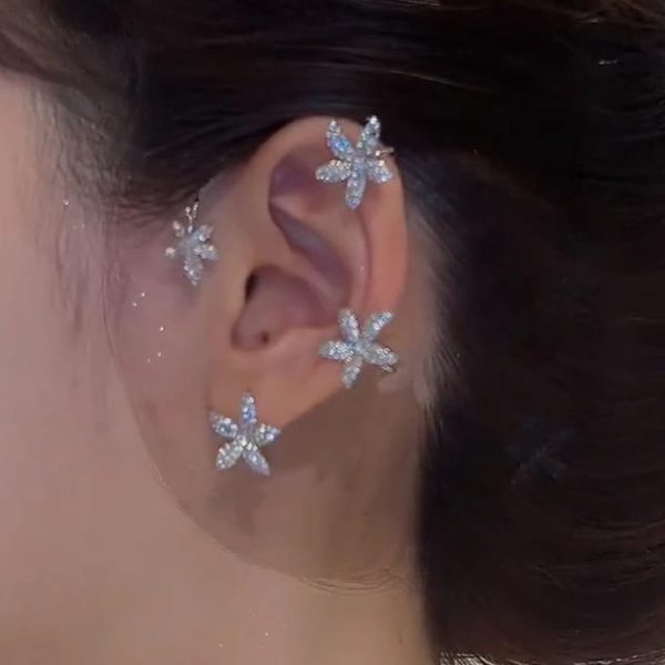 New Arrival Trendy Flower Clip earings For Girls