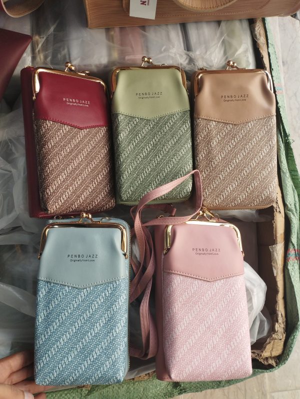 bellylady Women Mobile Phone Bag Solid Color Crossbody Shoulder Bag Large Capacity Fashion Zipper Vertical Wallet