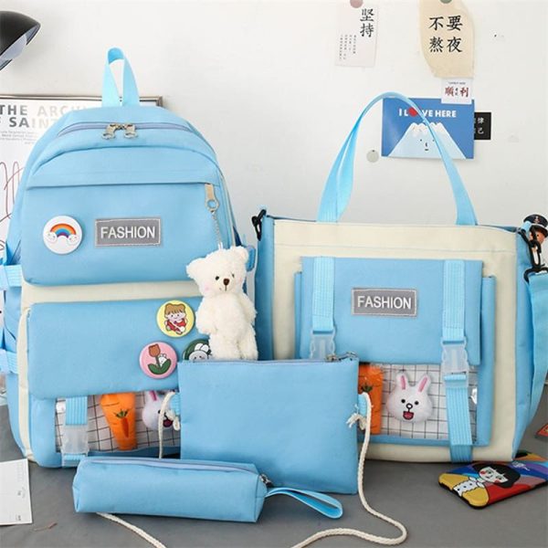 4Pcs/Set Girls School College University Backpacks Schoolbag in Pakistan