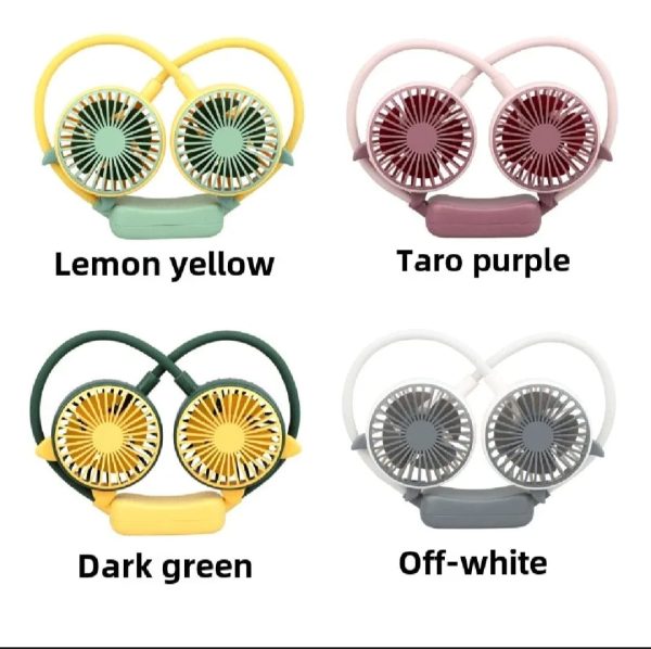 USB Rechargeable Wearable Portable Neckband Double Fan Personal Neck Fans