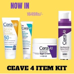 CeraVe 4-Piece Skincare Deal – Night Cream + Retinol Serum + Acne Cleanser + Mineral Sunscreen