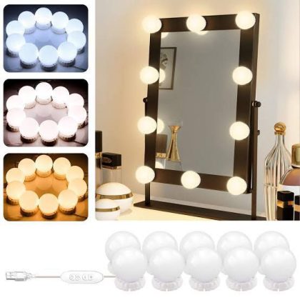 Vanity Mirror Light – Pack of 10 LED Bulbs with 3 Color Modes
