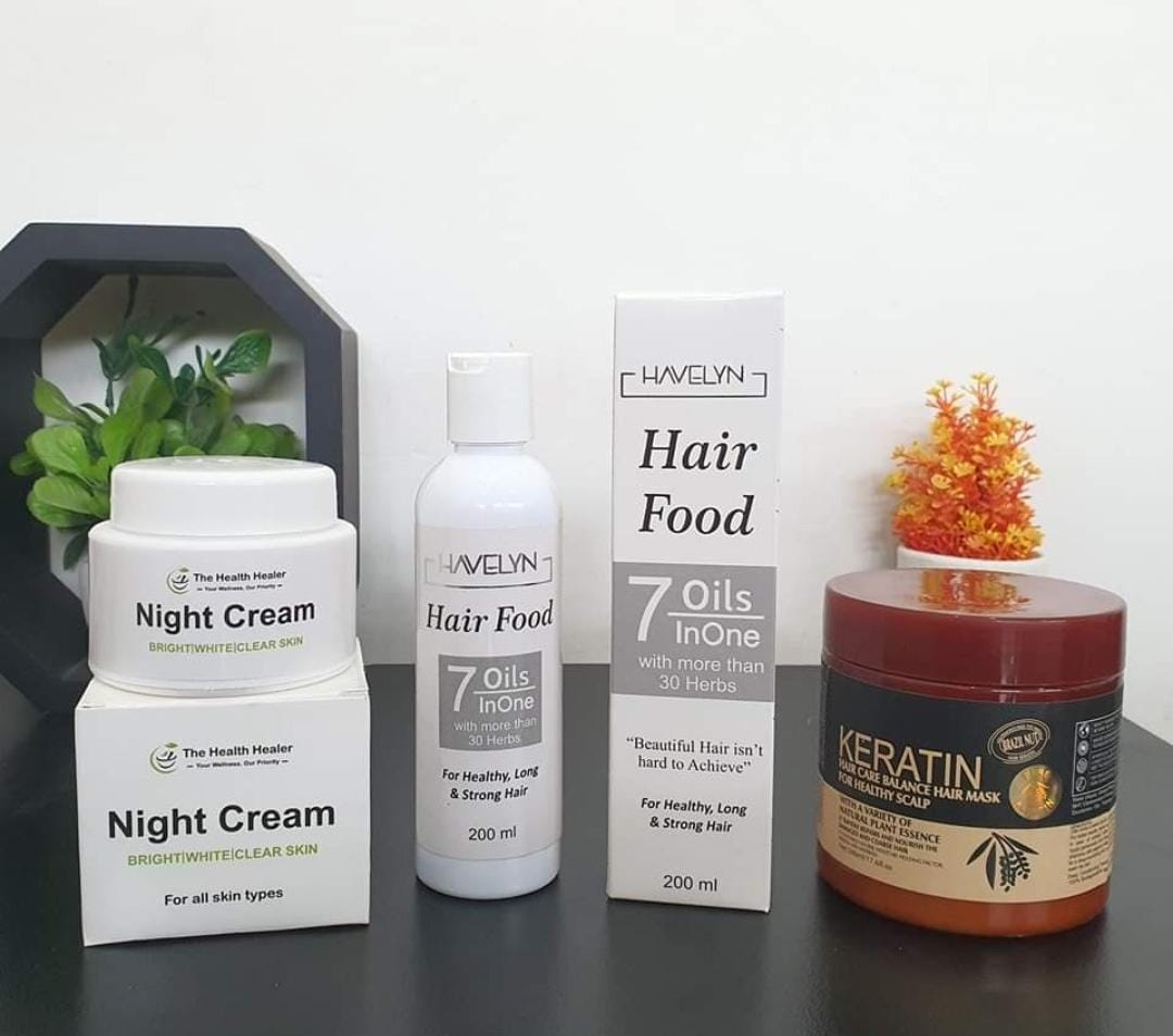 3-in-1 Beauty Care Combo – Night Cream, Nourishing Oil & Keratin Treatment