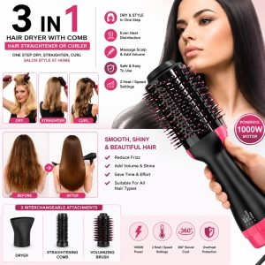 3-in-1 Hair Dryer Brush 1000W | Straightener & Volumizer Pakistan