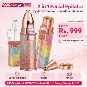 2-in-1 Facial Epilator & Eyebrow Trimmer – USB Rechargeable Facial Hair Remover